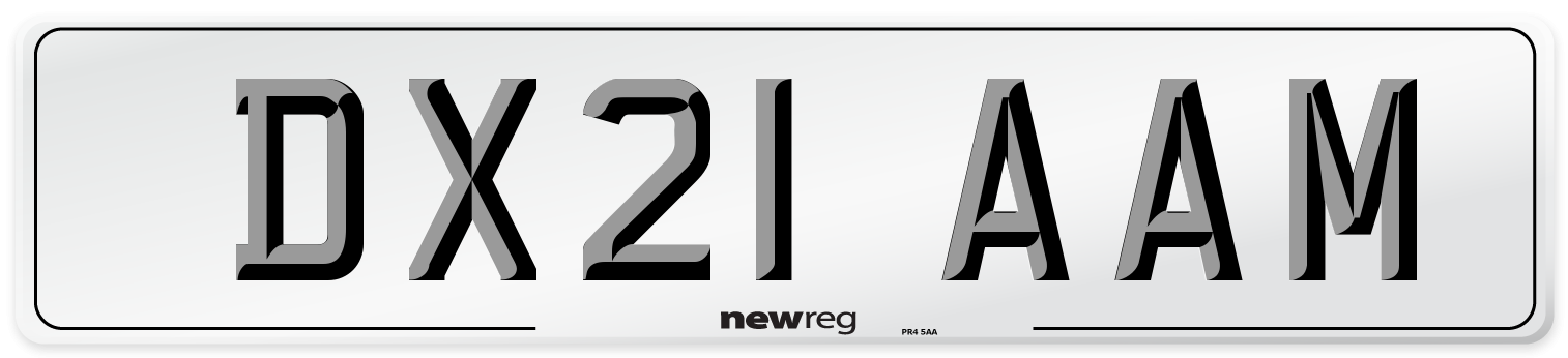 DX21 AAM Number Plate from New Reg